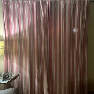 Threshold Brand Red and Tan Striped Window Panels 54"W x 84L smoke free home.